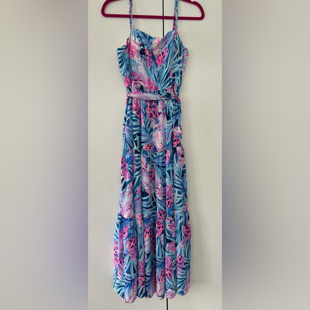 Lilly Pulitzer Aviana Maxi Dress, Mr. Peacock Blue - Tweet Hearts, Size 4, NWT - Picture 5 of 5